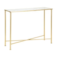 Kép 1/8 - Konzolasztal pillangókkal fém/üveg arany 100x35x80 cm