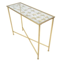 Kép 5/8 - Konzolasztal pillangókkal fém/üveg arany 100x35x80 cm 2