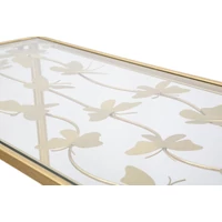 Kép 6/8 - Konzolasztal pillangókkal fém/üveg arany 100x35x80 cm 3