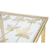 Kép 7/8 - Konzolasztal pillangókkal fém/üveg arany 100x35x80 cm 4