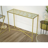 Kép 8/8 - Konzolasztal pillangókkal fém/üveg arany 100x35x80 cm 5
