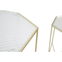 Kép 3/6 - Kör alakú üveg asztal 2db-os szett arany ø 37x47-31x42 cm