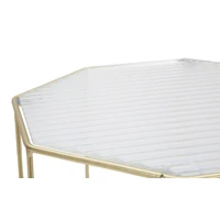 Kép 4/6 - Kör alakú üveg asztal 2db-os szett arany ø 37x47-31x42 cm