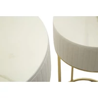 Kép 3/8 - Magas kerek asztal 2db-os szett krémszín/arany ø 50x90-40x70 cm
