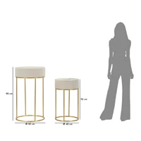 Kép 8/8 - Magas kerek asztal 2db-os szett krémszín/arany ø 50x90-40x70 cm