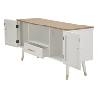 Kép 5/11 - Matera tv állvány bohó stílusban fehér/barna 117x40x60 cm 2