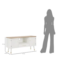 Kép 8/11 - Matera tv állvány bohó stílusban fehér/barna 117x40x60 cm 9