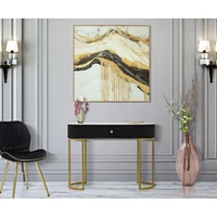 Kép 2/9 - Montpellier konzolasztal fekete/arany 100x43x74 cm 6