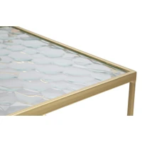 Kép 4/8 - Négyzet alakú üveg asztal 2db-os szett arany 31,5x31,5x68-28x28x64 cm 2