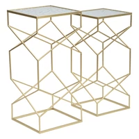 Kép 6/8 - Négyzet alakú üveg asztal 2db-os szett arany 31,5x31,5x68-28x28x64 cm 3