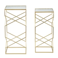 Kép 7/8 - Négyzet alakú üveg asztal 2db-os szett arany 31,5x31,5x68-28x28x64 cm 4