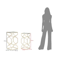 Kép 5/8 - Négyzet alakú üveg asztal 2db-os szett arany 31,5x31,5x68-28x28x64 cm 7