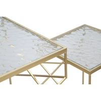 Kép 5/8 - Négyzet alakú üveg asztal 2db-os szett arany 50x50x100-40x40x80 cm 2
