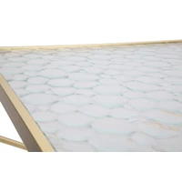 Kép 8/8 - Négyzet alakú üveg asztal 2db-os szett arany 50x50x100-40x40x80 cm 5
