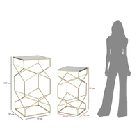 Kép 3/8 - Négyzet alakú üveg asztal 2db-os szett arany 50x50x100-40x40x80 cm 7