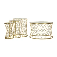 Kép 2/7 - Noah asztal 4db-os szett arany ø 70x45-47x54,5-36x50-28x45 cm