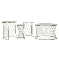 Kép 1/6 - Noah asztal 4db-os szett ezüst ø 70x45-47x54,5-36x50-28x45 cm