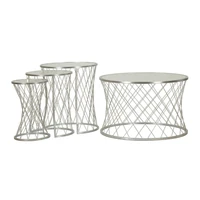 Kép 2/6 - Noah asztal 4db-os szett ezüst ø 70x45-47x54,5-36x50-28x45 cm