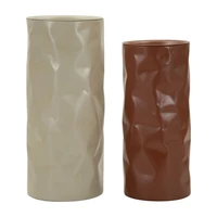 Kép 1/6 - Norimberga asztalka 2db-os szett piros/krémszín Ø 30X70-27X60 cm