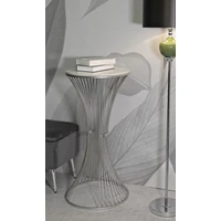 Kép 7/8 - Oldal konzolasztal márványlappal ezüst ø 50x100 cm