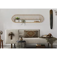 Kép 7/7 - Panama fali polc rattan hatású barna 162x28x43.5 cm 5