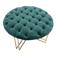 Kép 3/7 - Puff párnázott bársony szövettel zöld/arany ø 90x49 cm