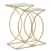 Kép 1/8 - Siomply asztalka art deco stílusban szett arany 35x35x70-30x30x60 cm