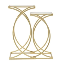 Kép 4/8 - Siomply asztalka art deco stílusban szett arany 35x35x70-30x30x60 cm 1