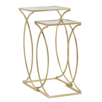 Kép 5/8 - Siomply asztalka art deco stílusban szett arany 35x35x70-30x30x60 cm 2