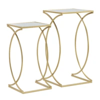 Kép 6/8 - Siomply asztalka art deco stílusban szett arany 35x35x70-30x30x60 cm 3