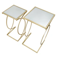 Kép 7/8 - Siomply asztalka art deco stílusban szett arany 35x35x70-30x30x60 cm 4