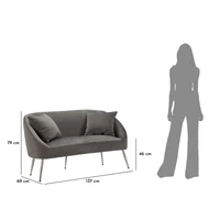 Kép 4/10 - Soffy kanapé 2db párnával szürke/ezüst 137x69x79 cm 8
