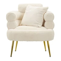 Kép 4/11 - Soffy plus fotel párnával plüss fehér/arany 78x68x85 cm 1