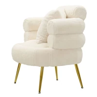Kép 6/11 - Soffy plus fotel párnával plüss fehér/arany 78x68x85 cm 2