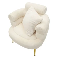 Kép 8/11 - Soffy plus fotel párnával plüss fehér/arany 78x68x85 cm 3