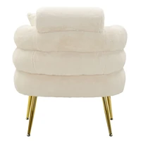 Kép 5/11 - Soffy plus fotel párnával plüss fehér/arany 78x68x85 cm 8