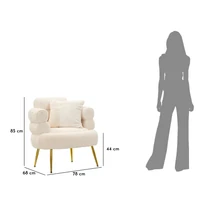 Kép 10/11 - Soffy plus fotel párnával plüss fehér/arany 78x68x85 cm 10