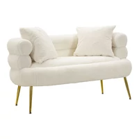 Kép 1/11 - Soffy plus kanapé 2db párnával plüss fehér/arany 133x68x69 cm