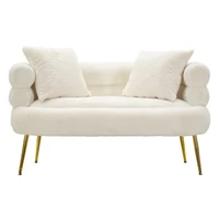 Kép 6/11 - Soffy plus kanapé 2db párnával plüss fehér/arany 133x68x69 cm 1