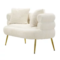 Kép 8/11 - Soffy plus kanapé 2db párnával plüss fehér/arany 133x68x69 cm 2