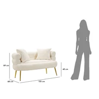 Kép 7/11 - Soffy plus kanapé 2db párnával plüss fehér/arany 133x68x69 cm 10