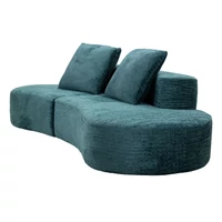 Kép 7/10 - Sziget kanapé 2db párnával kék 238X92X78 cm 2