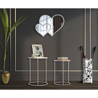 Kép 6/7 - Szívecskés kör asztalka szett fehér ø 43x60-38x55 cm