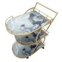 Kép 9/11 - Tálalókocsi márvány polcokkal arany 71x45,5x84,5 cm 4