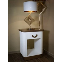 Kép 9/10 - Toulouse éjjeliszekrény modern stílusú fehér/barna 48x40x62 cm 8