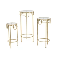 Kép 1/8 - Üvek asztalka 3 db-os szett arany ø 33x70-28x60-23x50 cm