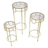 Kép 3/8 - Üvek asztalka 3 db-os szett arany ø 33x70-28x60-23x50 cm