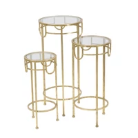 Kép 5/8 - Üvek asztalka 3 db-os szett arany ø 33x70-28x60-23x50 cm