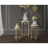 Kép 8/8 - Üvek asztalka 3 db-os szett arany ø 33x70-28x60-23x50 cm