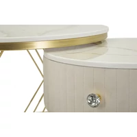 Kép 5/10 - Votix dohányasztal 2dbos szett krémszín/arany ø 70x48-50x43,5 cm